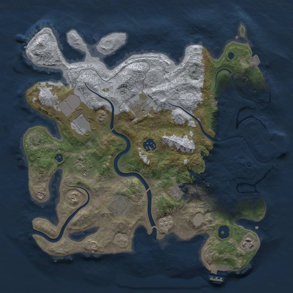 Rust Map: Procedural Map, Size: 3500, Seed: 21545, 14 Monuments