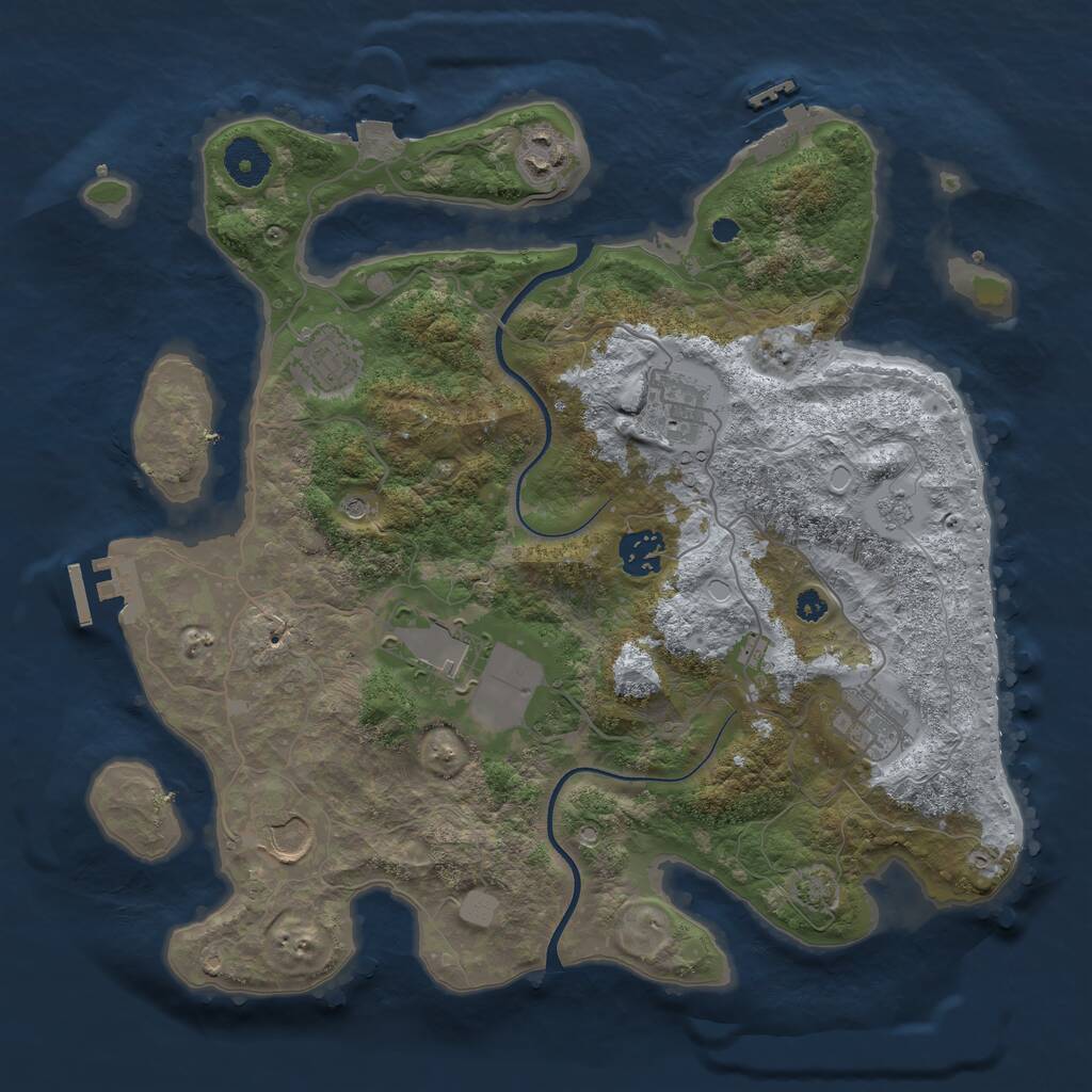 Rust Map: Procedural Map, Size: 3500, Seed: 8275, 13 Monuments