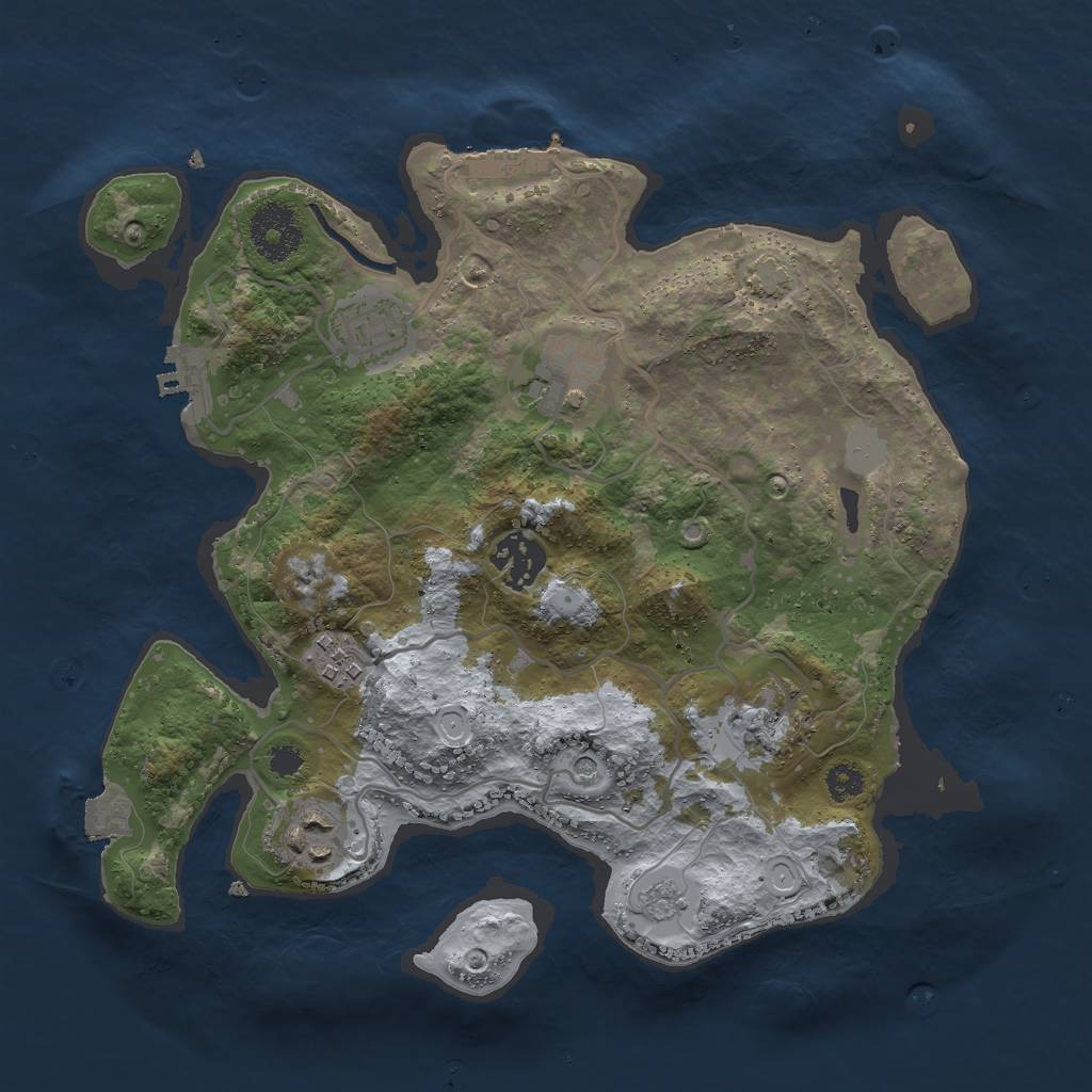 Rust Map: Procedural Map, Size: 3000, Seed: 523456789, 14 Monuments
