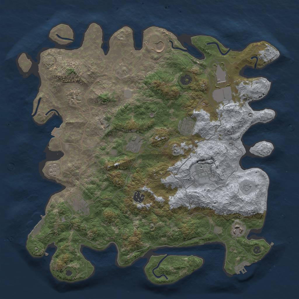 Rust Map: Procedural Map, Size: 4000, Seed: 738471566, 18 Monuments