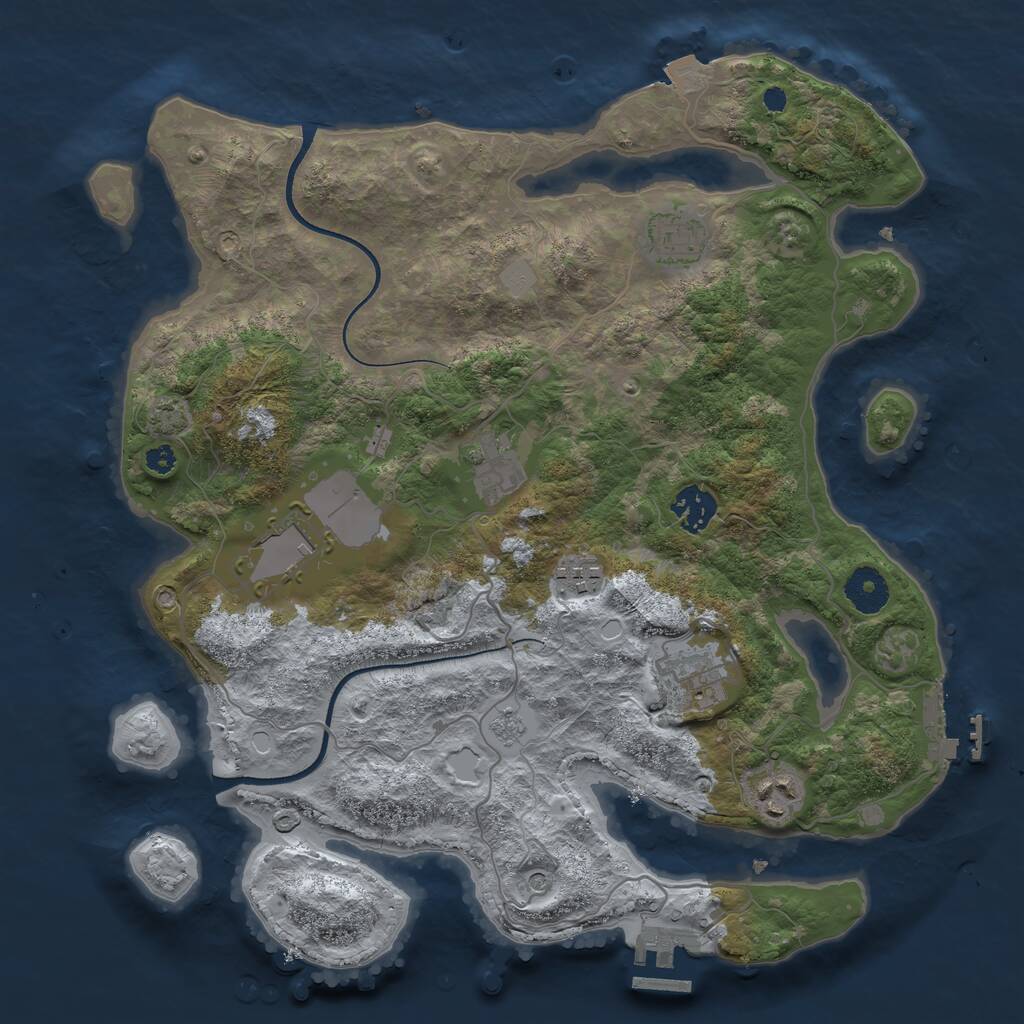 Rust Map: Procedural Map, Size: 3500, Seed: 640284261, 13 Monuments