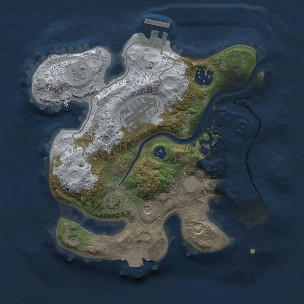 Rust Map: Procedural Map, Size: 2400, Seed: 913360557, 8 Monuments