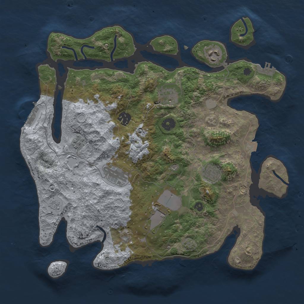 Rust Map: Procedural Map, Size: 3500, Seed: 1322649217, 15 Monuments