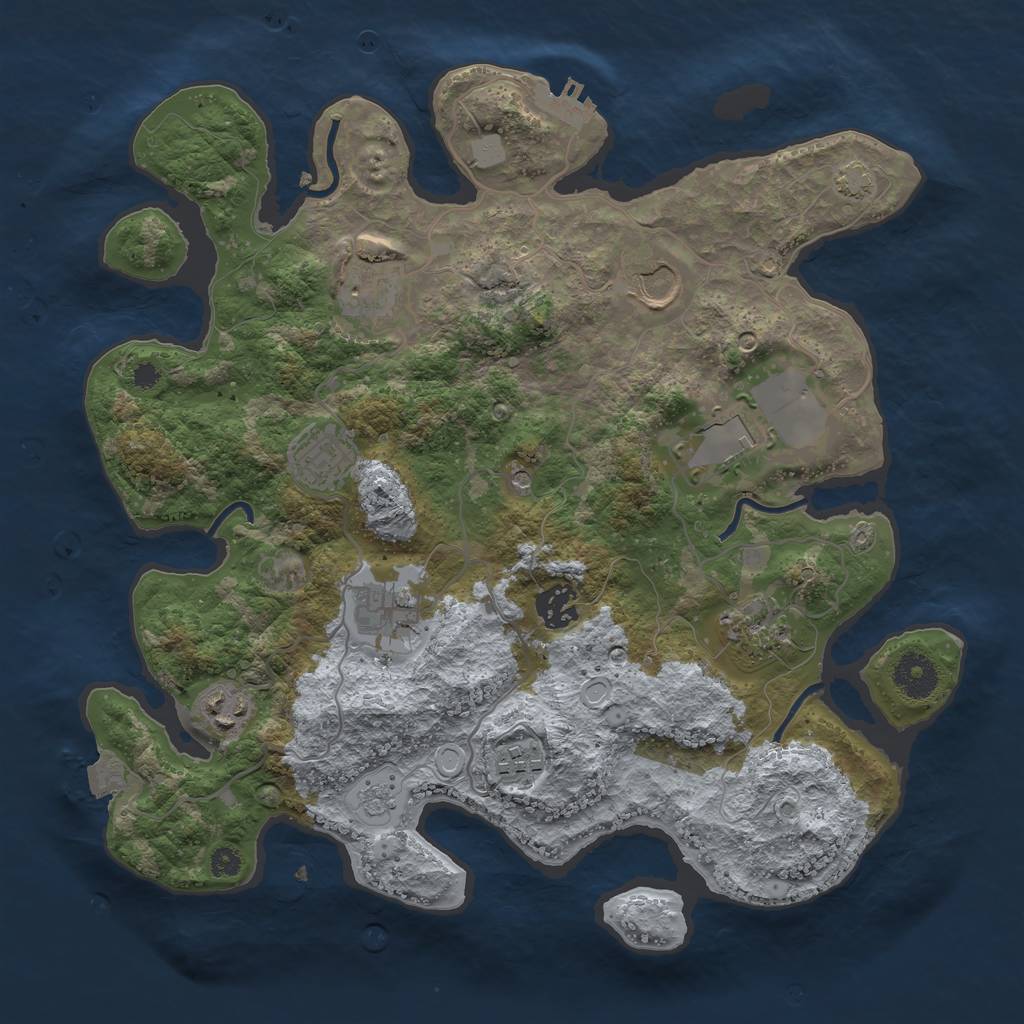 Rust Map: Procedural Map, Size: 3500, Seed: 974117787, 16 Monuments