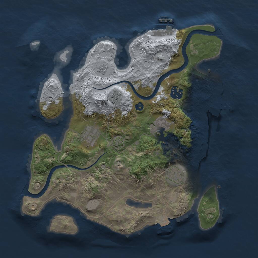 Rust Map: Procedural Map, Size: 3000, Seed: 1722207185, 10 Monuments