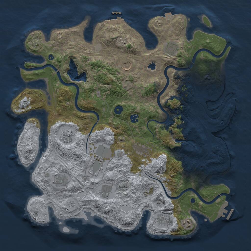Rust Map: Procedural Map, Size: 4250, Seed: 1936522298, 17 Monuments
