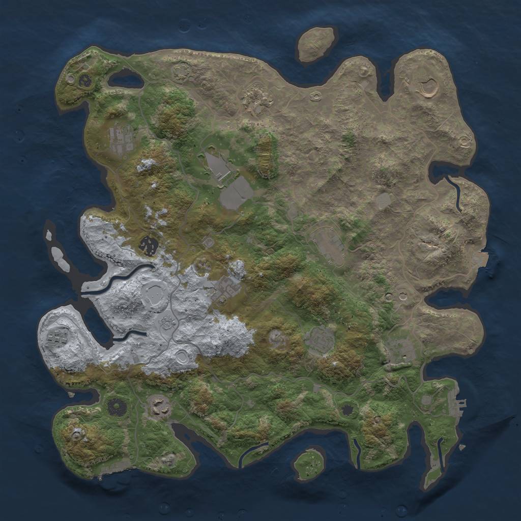 Rust Map: Procedural Map, Size: 4050, Seed: 257596165, 19 Monuments