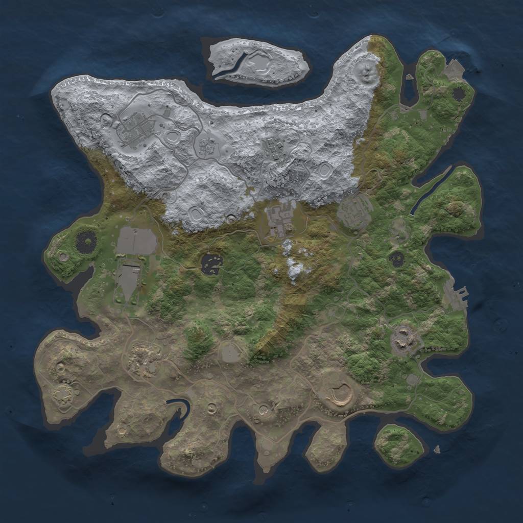 Rust Map: Procedural Map, Size: 3500, Seed: 578877319, 16 Monuments