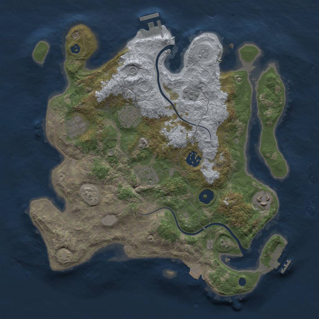 Rust Map: Procedural Map, Size: 3300, Seed: 87891228, 12 Monuments