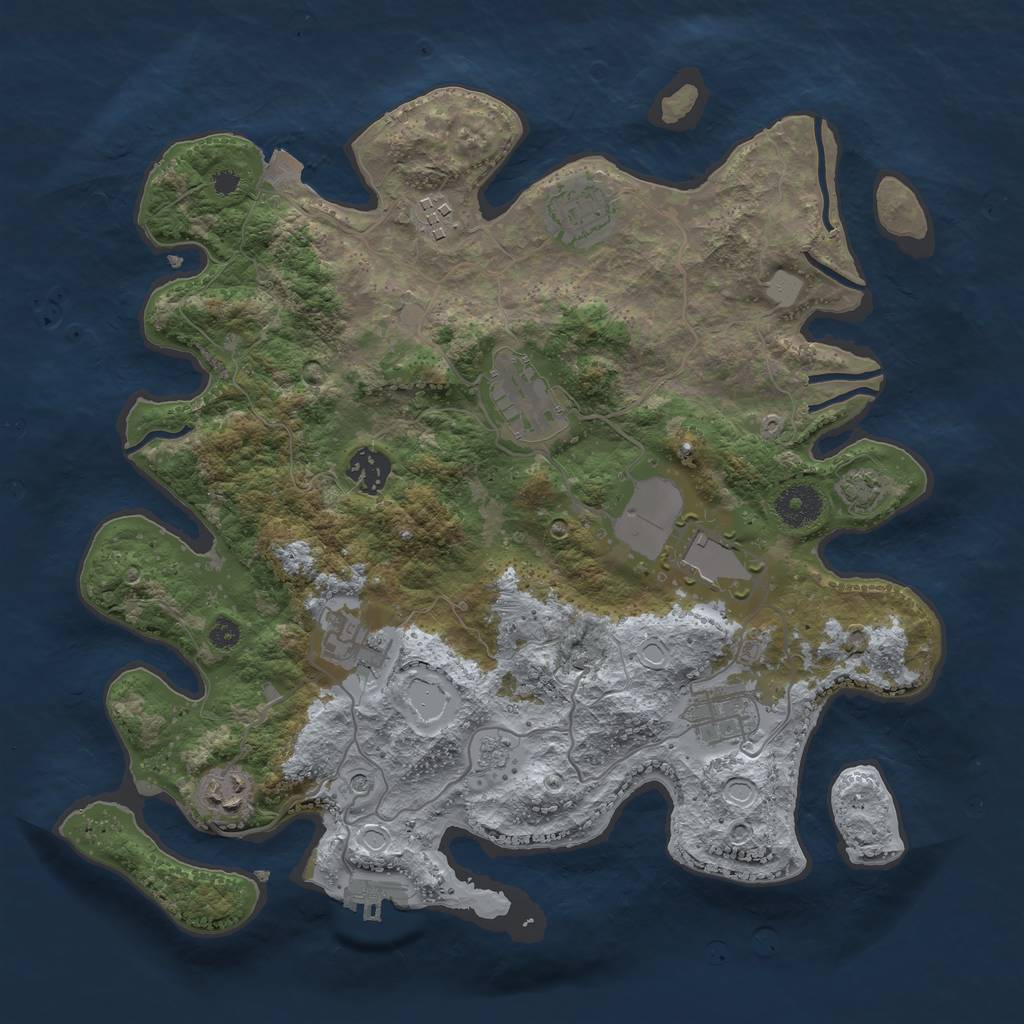 Rust Map: Procedural Map, Size: 3500, Seed: 1985860472, 15 Monuments