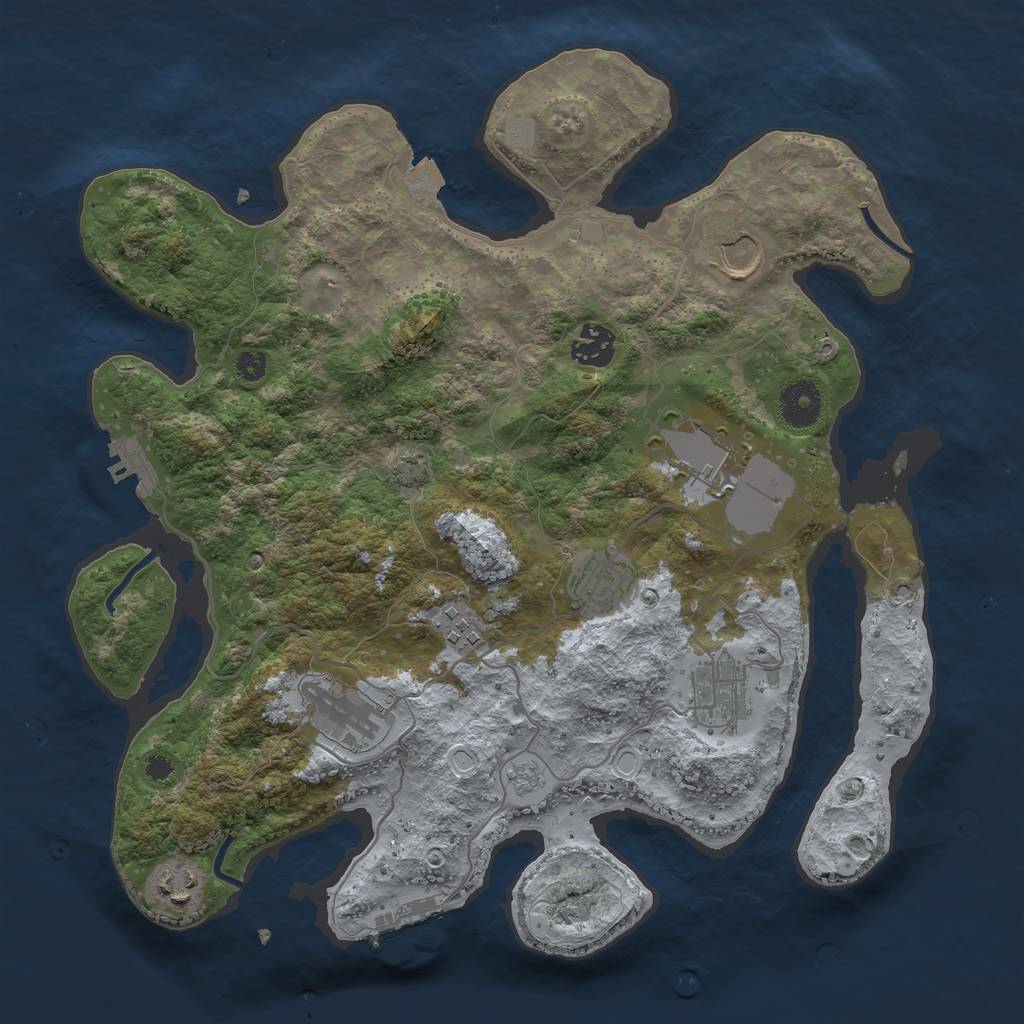 Rust Map: Procedural Map, Size: 3500, Seed: 176861870, 15 Monuments