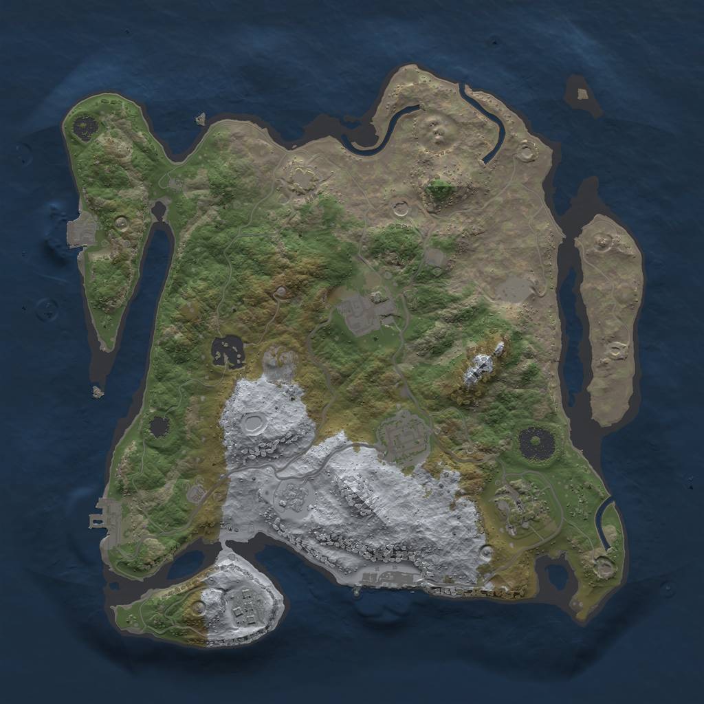 Rust Map: Procedural Map, Size: 3000, Seed: 921741912, 13 Monuments