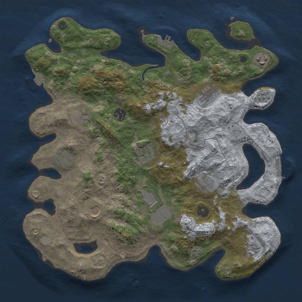 Rust Map: Procedural Map, Size: 3750, Seed: 2122100014, 19 Monuments