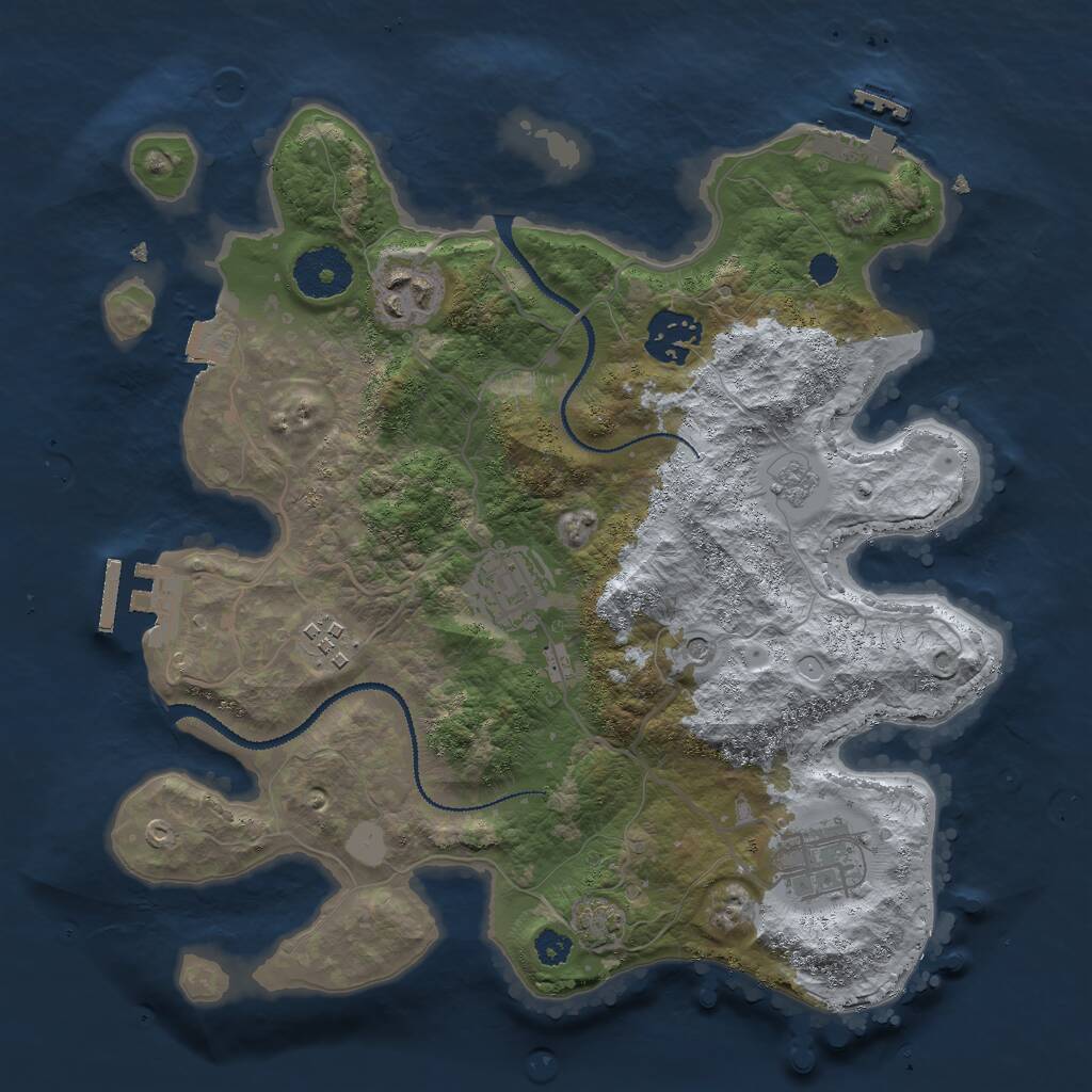 Rust Map: Procedural Map, Size: 3000, Seed: 1990180508, 11 Monuments