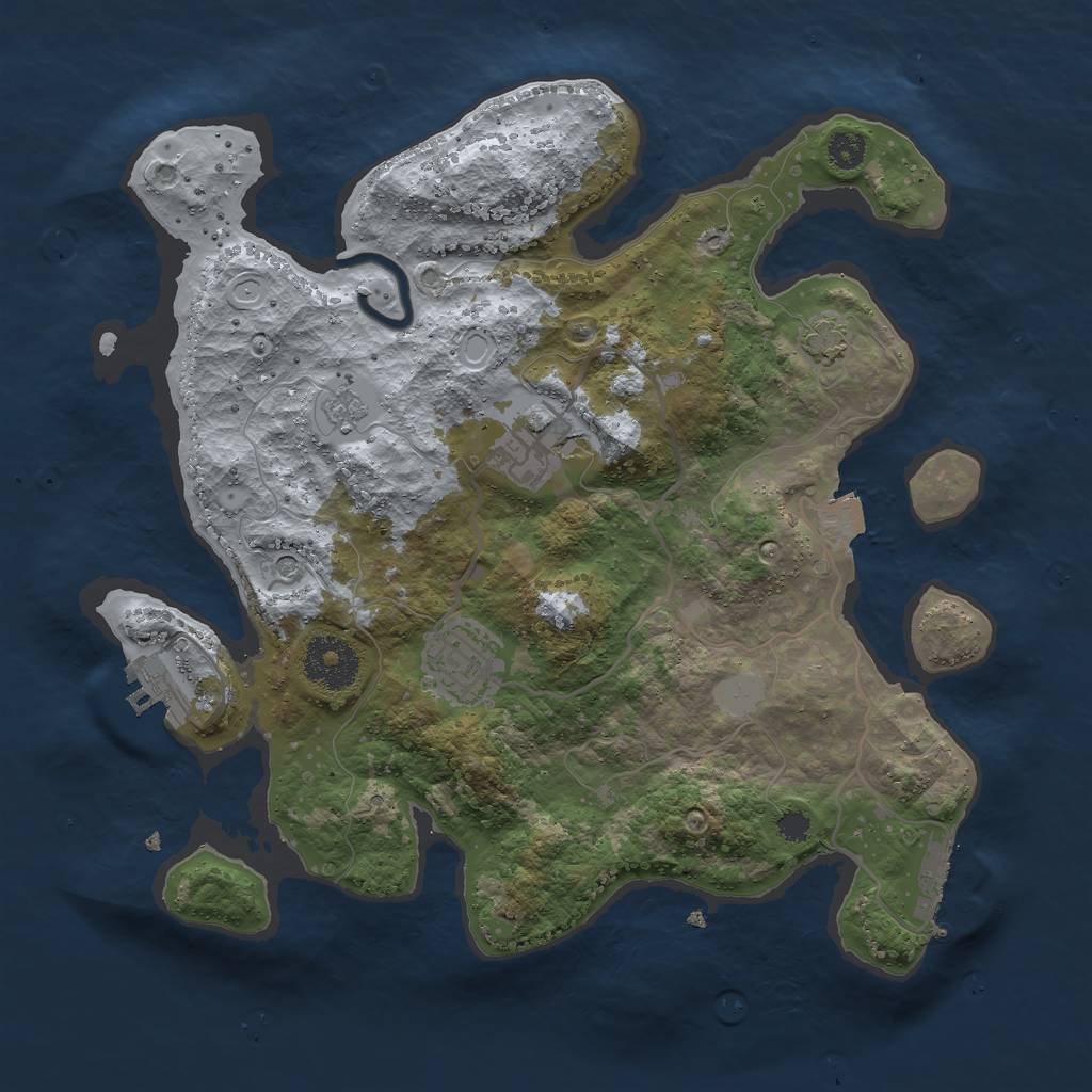 Rust Map: Procedural Map, Size: 3000, Seed: 266237982, 10 Monuments