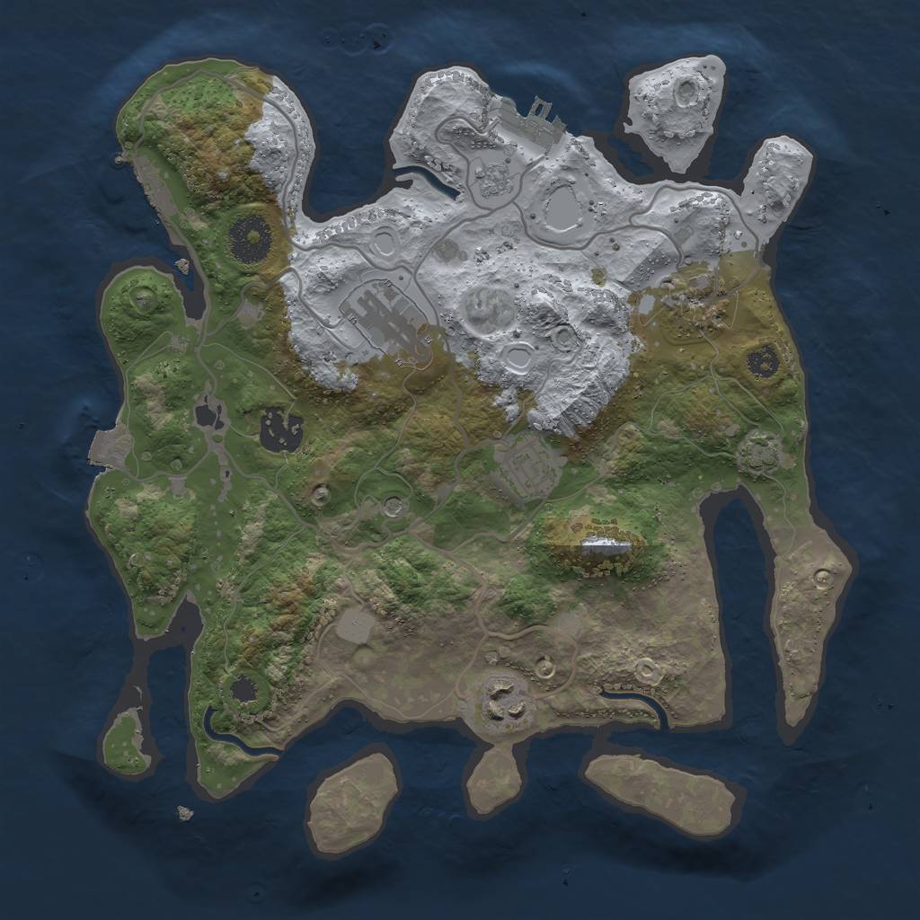 Rust Map: Procedural Map, Size: 3000, Seed: 208498522, 13 Monuments