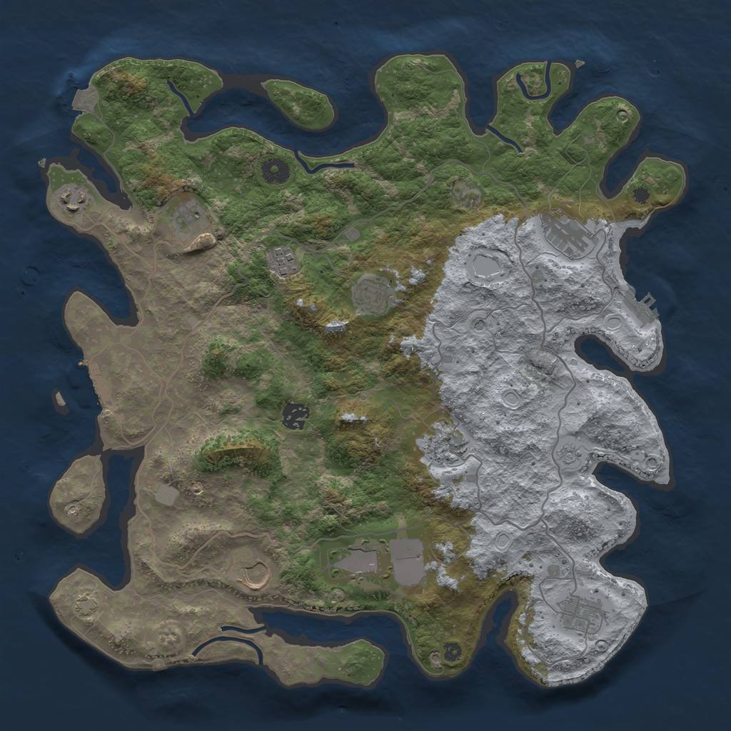 Rust Map: Procedural Map, Size: 4000, Seed: 575185619, 18 Monuments
