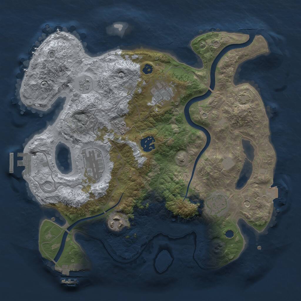 Rust Map: Procedural Map, Size: 3000, Seed: 341582, 12 Monuments