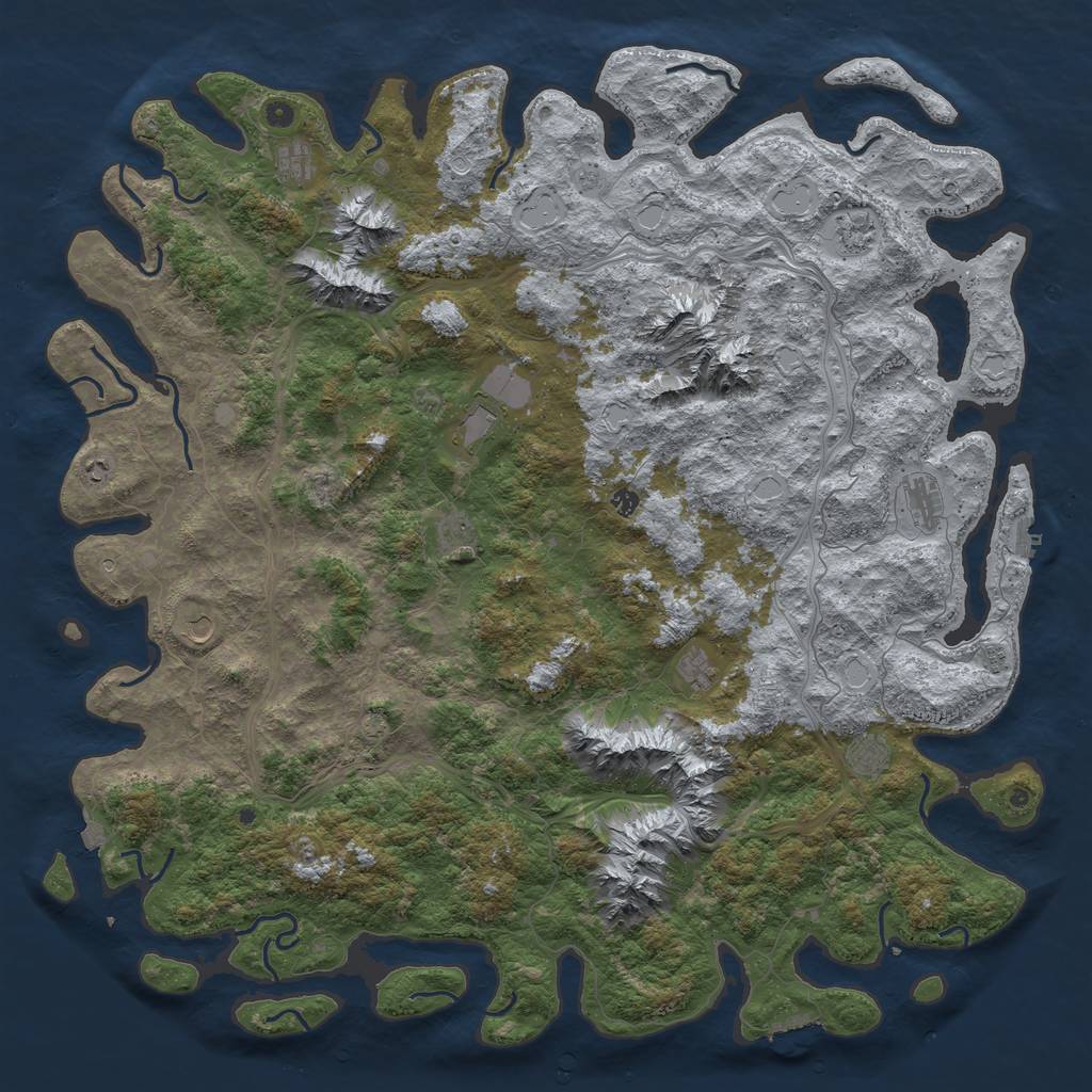 Rust Map: Procedural Map, Size: 6000, Seed: 383157206, 19 Monuments