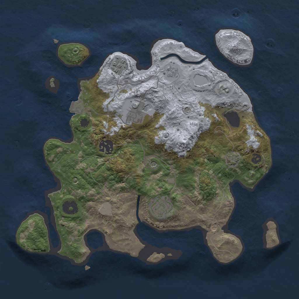 Rust Map: Procedural Map, Size: 3000, Seed: 1093312494, 10 Monuments