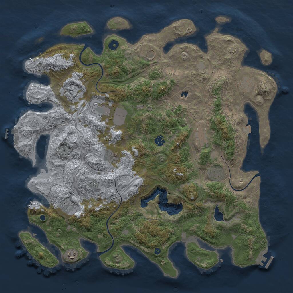 Rust Map: Procedural Map, Size: 4400, Seed: 83759570, 17 Monuments