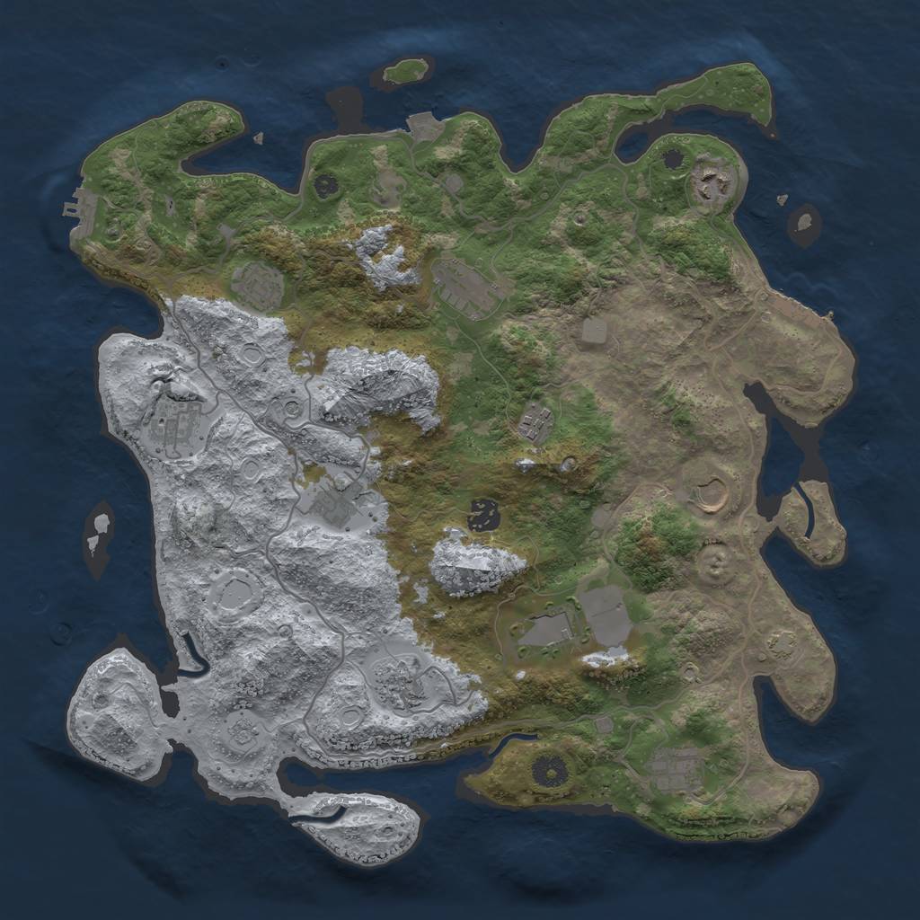 Rust Map: Procedural Map, Size: 4000, Seed: 1540281929, 19 Monuments