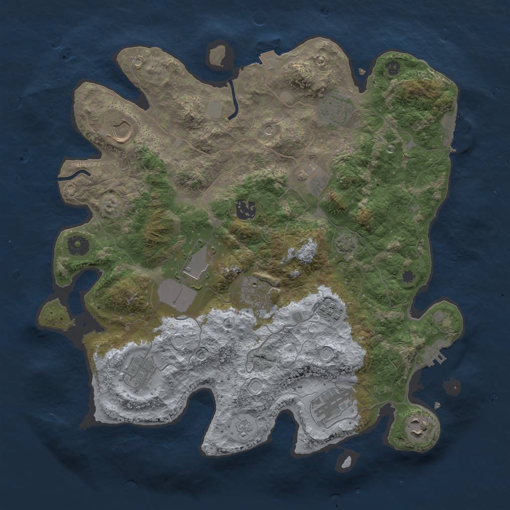 Rust Map: Procedural Map, Size: 3600, Seed: 17930477, 18 Monuments
