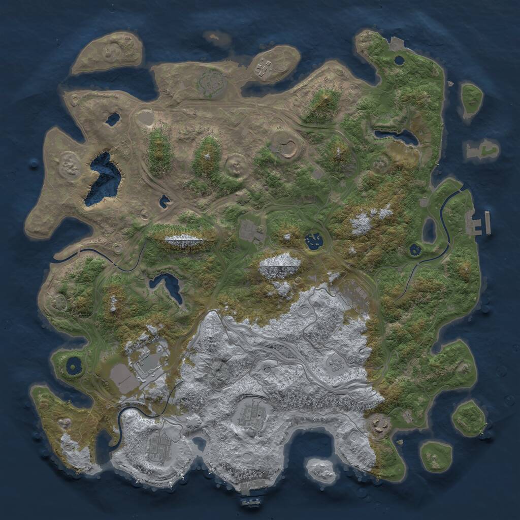 Rust Map: Procedural Map, Size: 4500, Seed: 75154, 16 Monuments