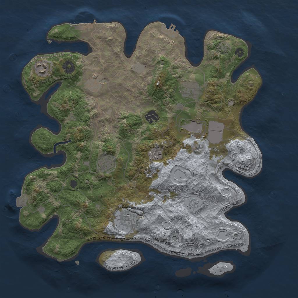 Rust Map: Procedural Map, Size: 3500, Seed: 247136883, 16 Monuments