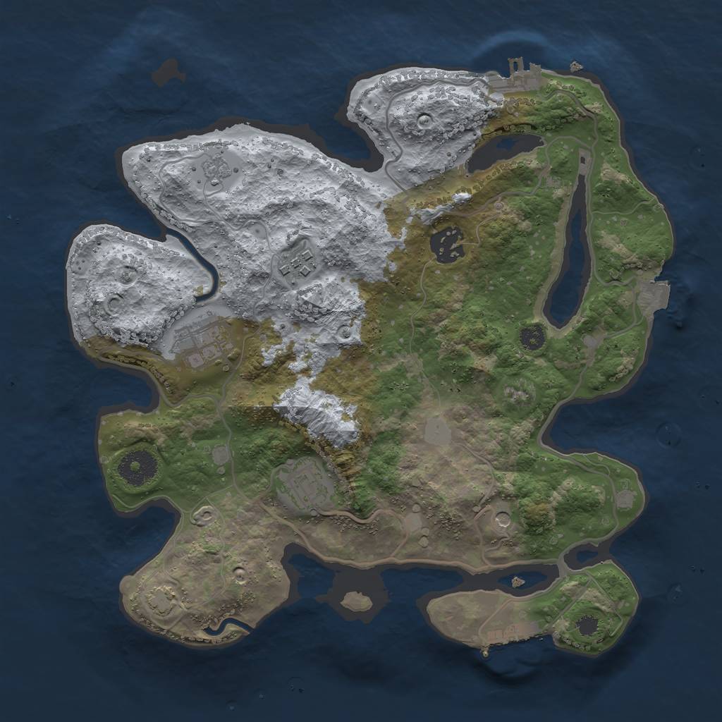 Rust Map: Procedural Map, Size: 3000, Seed: 1225801016, 12 Monuments
