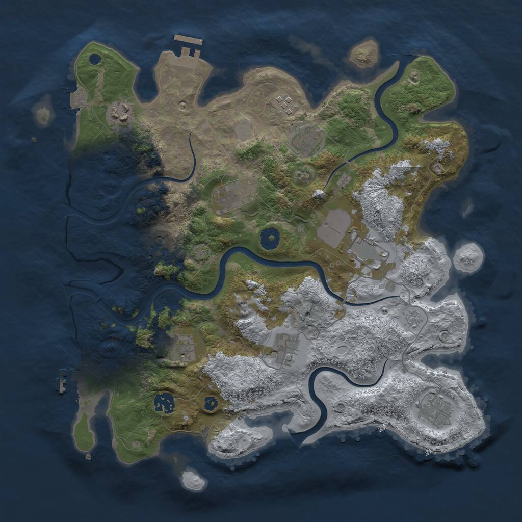 Rust Map: Procedural Map, Size: 3700, Seed: 143141291, 15 Monuments