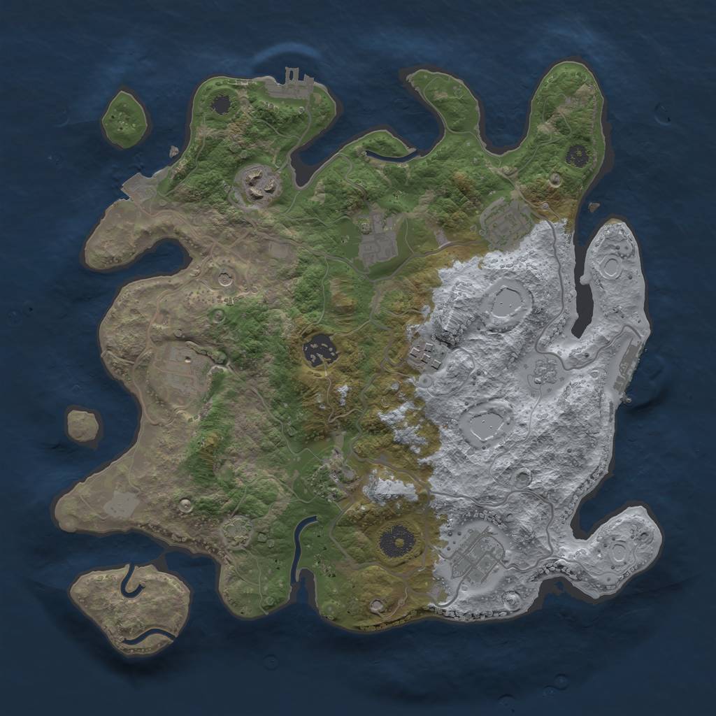 Rust Map: Procedural Map, Size: 3250, Seed: 1388418054, 16 Monuments