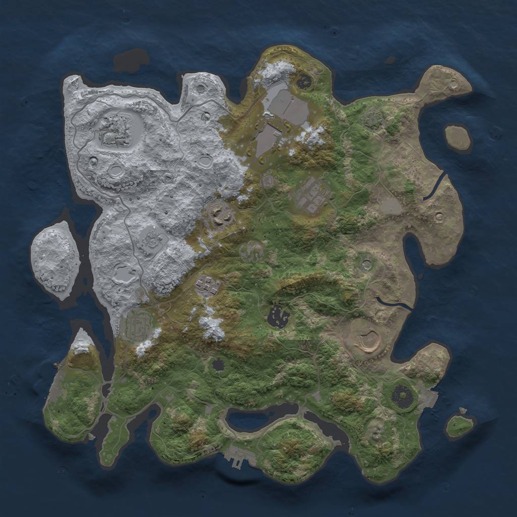 Rust Map: Procedural Map, Size: 3500, Seed: 1241903455, 16 Monuments