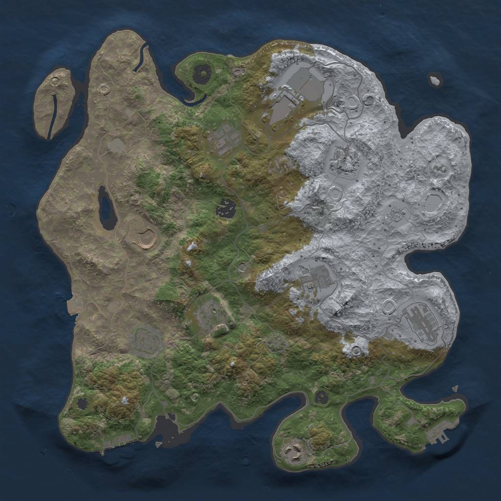 Rust Map: Procedural Map, Size: 3750, Seed: 1138005523, 18 Monuments