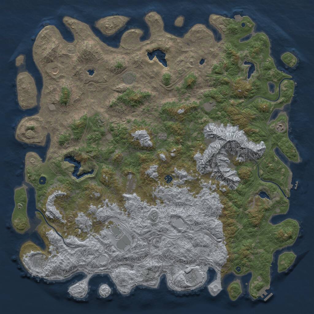 Rust Map: Procedural Map, Size: 6000, Seed: 464981, 17 Monuments