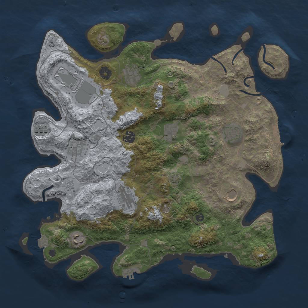 Rust Map: Procedural Map, Size: 3750, Seed: 179824135, 18 Monuments
