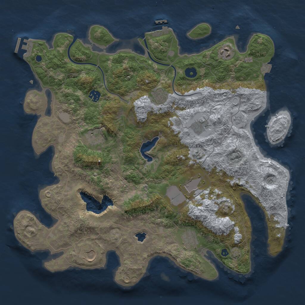 Rust Map: Procedural Map, Size: 4000, Seed: 1369384931, 14 Monuments