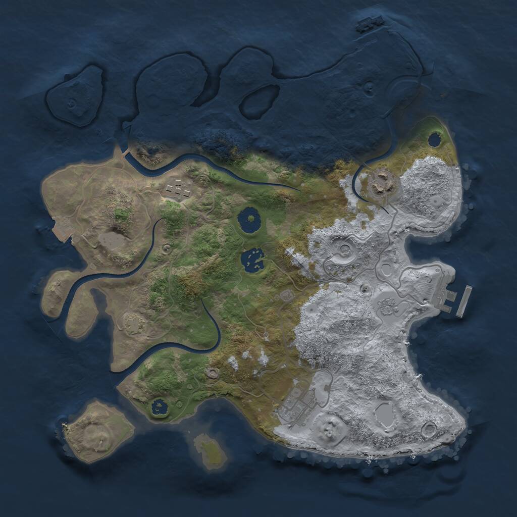 Rust Map: Procedural Map, Size: 3200, Seed: 1441322131, 10 Monuments