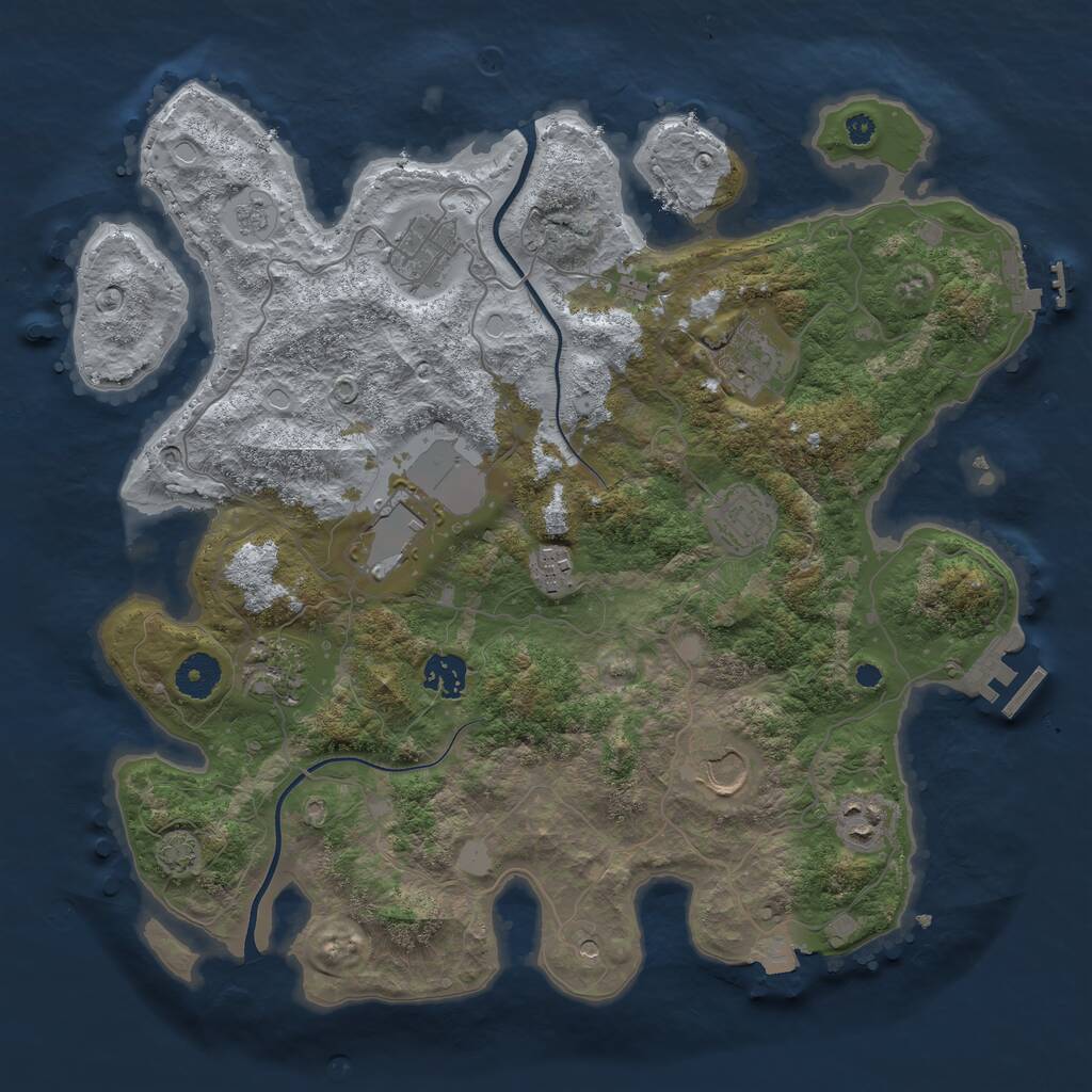 Rust Map: Procedural Map, Size: 3700, Seed: 248700145, 15 Monuments