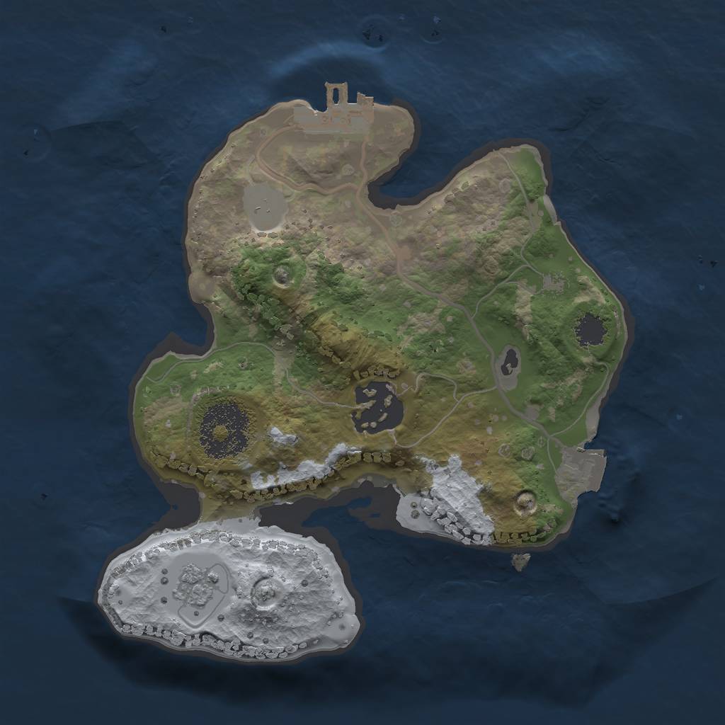 Rust Map: Procedural Map, Size: 2000, Seed: 1230811951, 6 Monuments