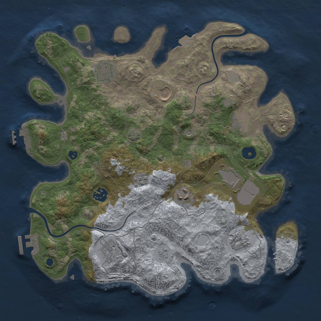 Rust Map: Procedural Map, Size: 3500, Seed: 951444634, 15 Monuments