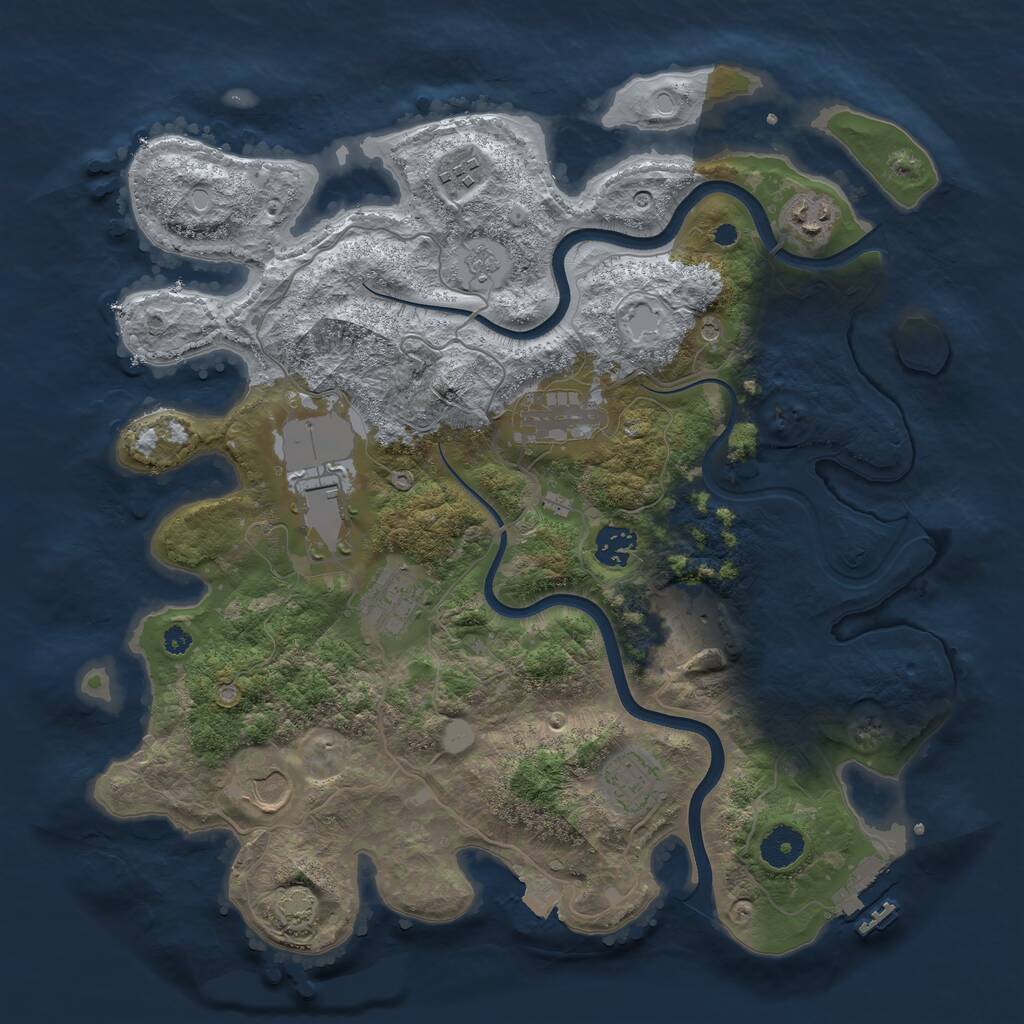 Rust Map: Procedural Map, Size: 3700, Seed: 1436352653, 14 Monuments