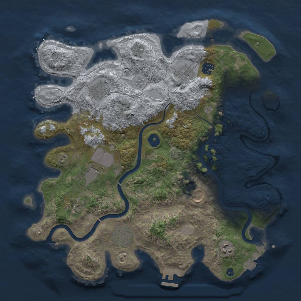 Rust Map: Procedural Map, Size: 3700, Seed: 1436352653, 14 Monuments