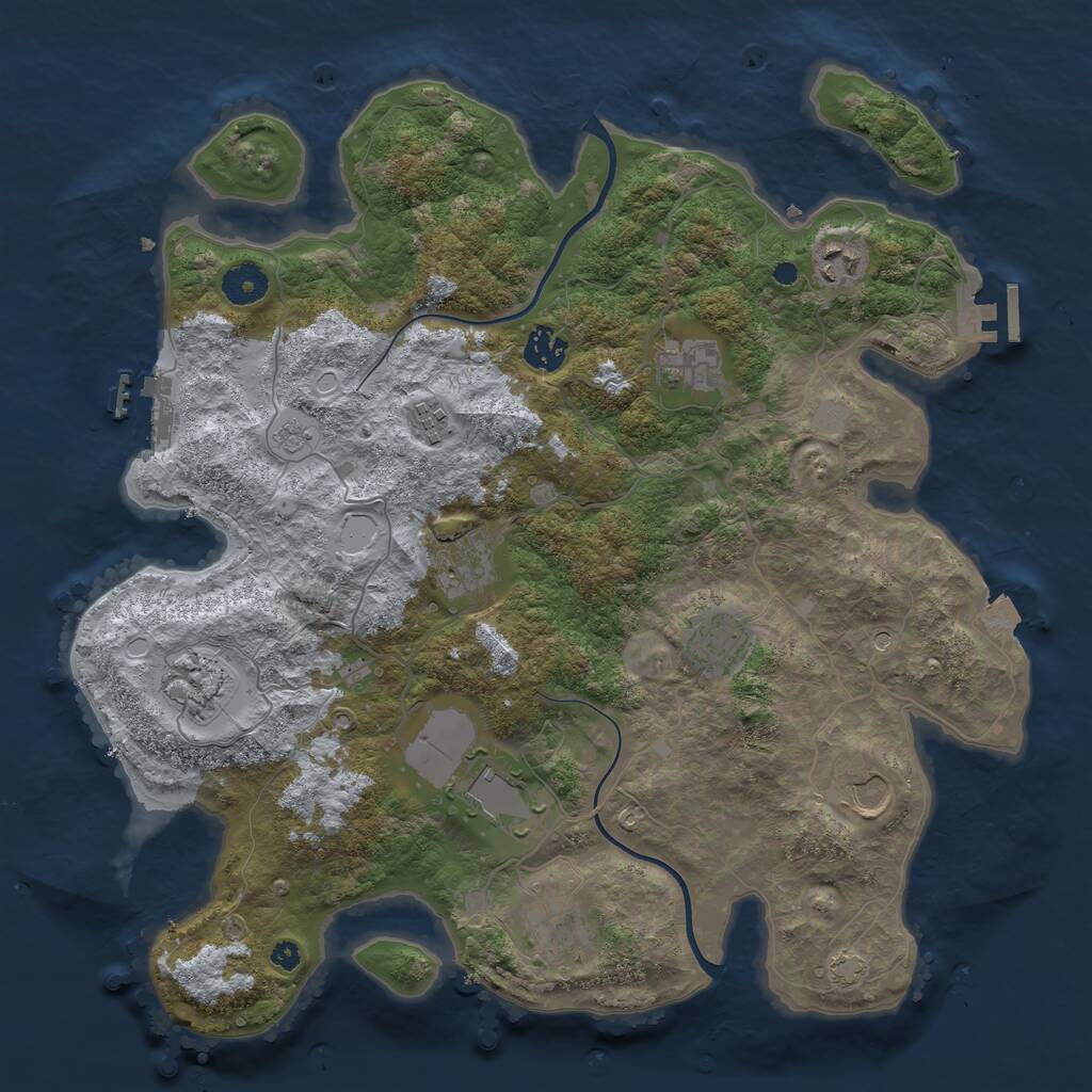 Rust Map: Procedural Map, Size: 3800, Seed: 2024, 16 Monuments