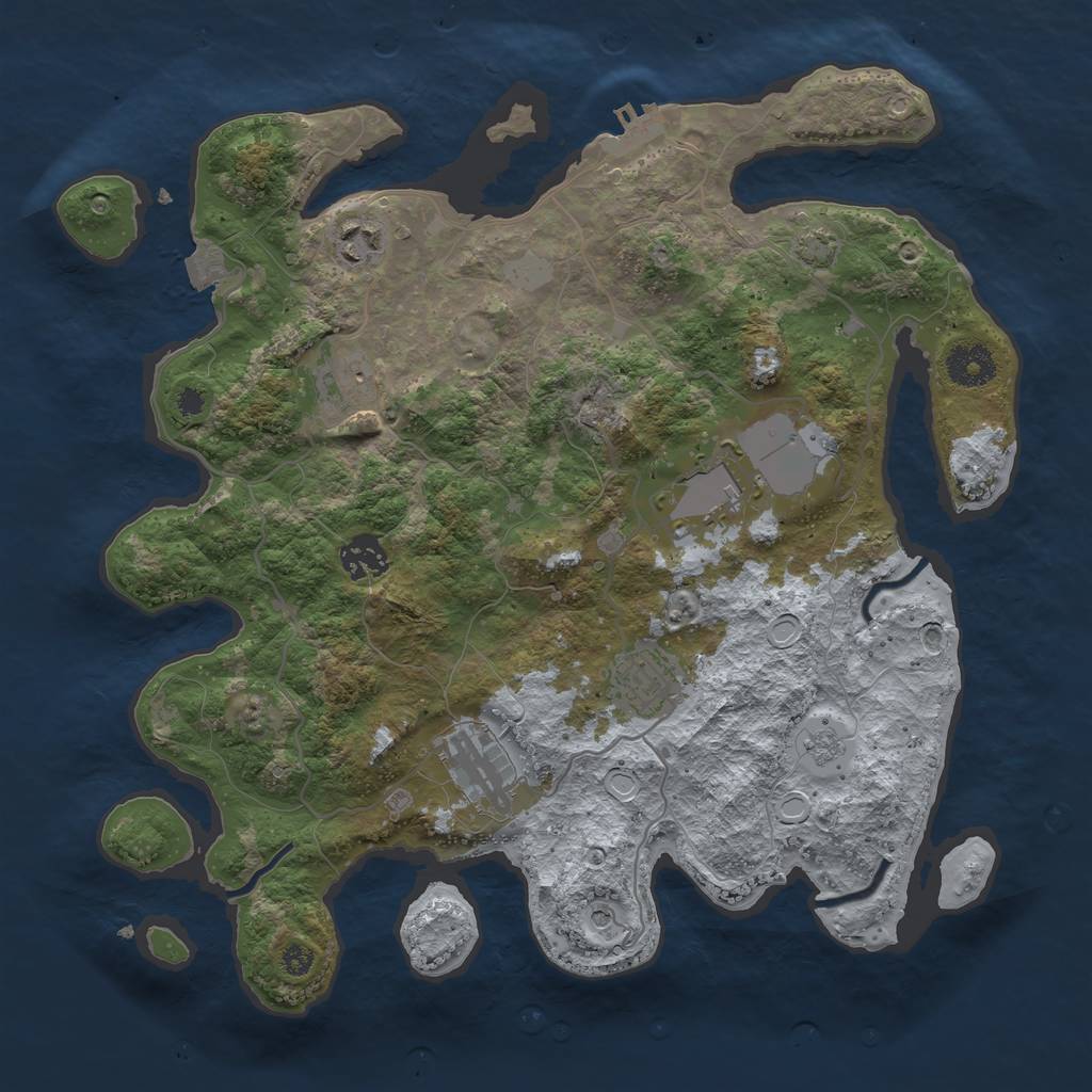 Rust Map: Procedural Map, Size: 3500, Seed: 9238765, 13 Monuments