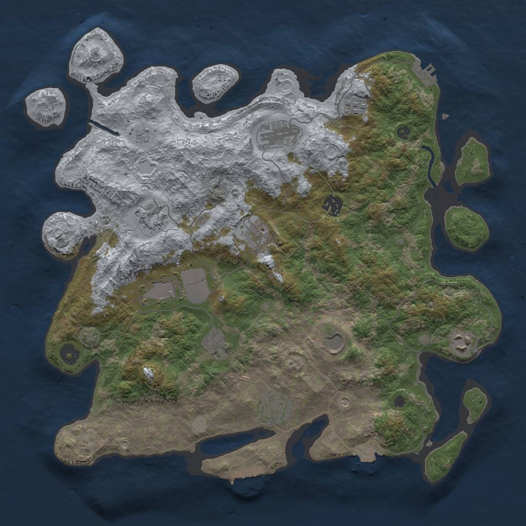 Rust Map: Procedural Map, Size: 3950, Seed: 16892751, 18 Monuments