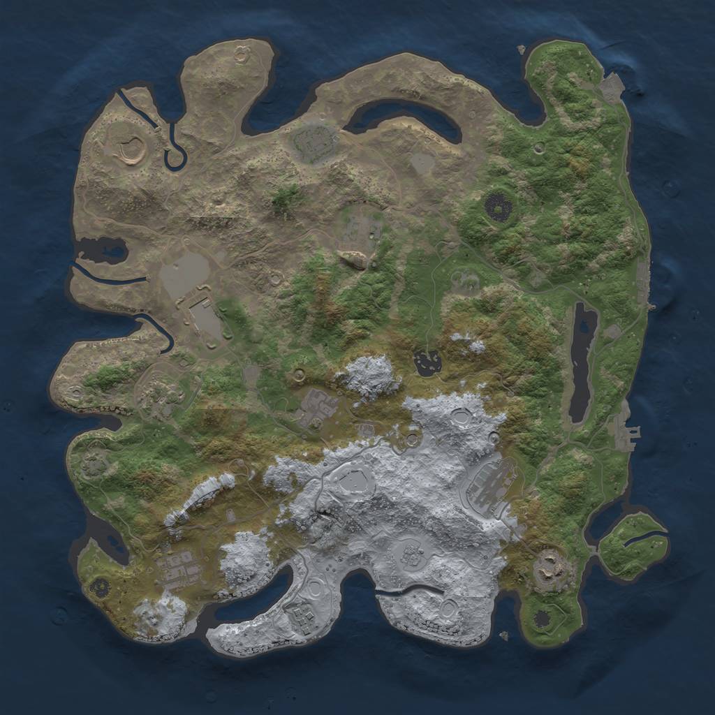 Rust Map: Procedural Map, Size: 3850, Seed: 40751606, 19 Monuments