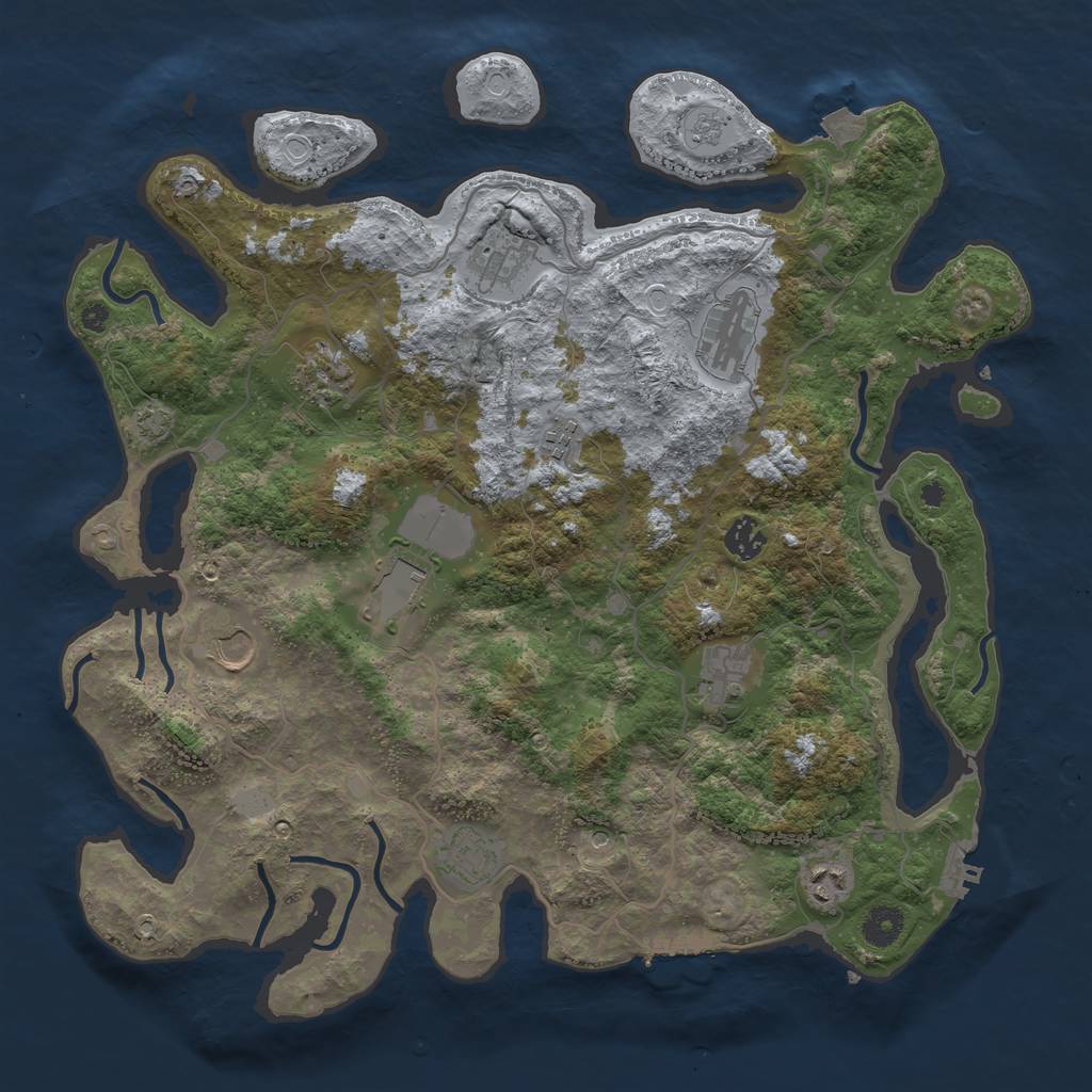 Rust Map: Procedural Map, Size: 4000, Seed: 124175406, 18 Monuments