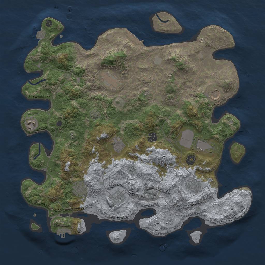 Rust Map: Procedural Map, Size: 4000, Seed: 86221171, 18 Monuments