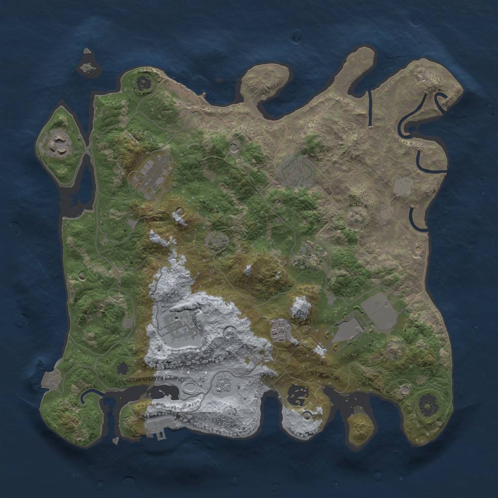 Rust Map: Procedural Map, Size: 3500, Seed: 87024672, 16 Monuments